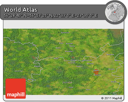 Satellite 3D Map of the Area around 56° 41' 3" N, 23° 1' 29" E