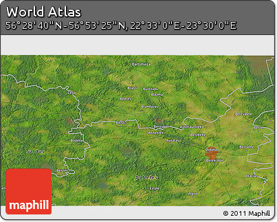 Satellite 3D Map of the Area around 56° 41' 3" N, 23° 1' 29" E