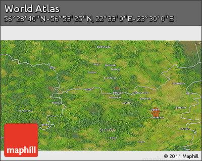 Satellite 3D Map of the Area around 56° 41' 3" N, 23° 1' 29" E