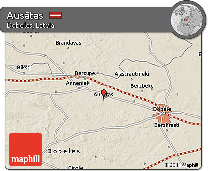 Shaded Relief 3D Map of Ausātas