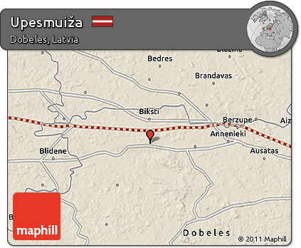 Shaded Relief 3D Map of Upesmuiža
