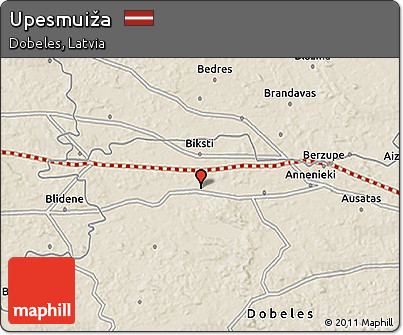 Shaded Relief 3D Map of Upesmuiža