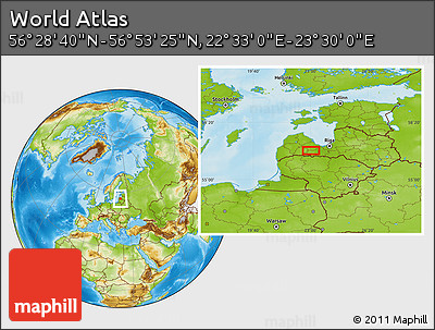 Physical Location Map of the Area around 56° 41' 3" N, 23° 1' 29" E
