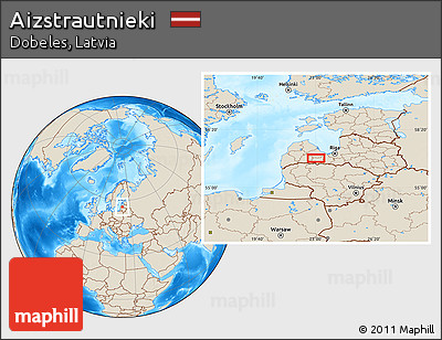 Shaded Relief Location Map of Aizstrautnieki