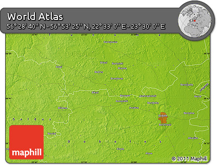 Physical Map of the Area around 56° 41' 3" N, 23° 1' 29" E