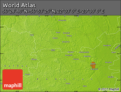 Physical Map of the Area around 56° 41' 3" N, 23° 1' 29" E