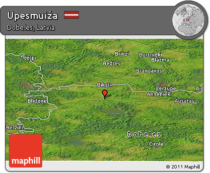 Satellite Panoramic Map of Upesmuiža