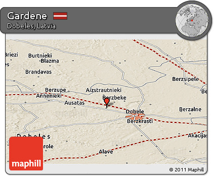Shaded Relief Panoramic Map of Gardene