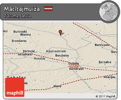 Shaded Relief Panoramic Map of Mācītajmuiža