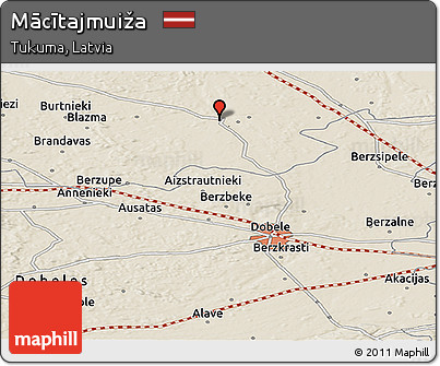Shaded Relief Panoramic Map of Mācītajmuiža