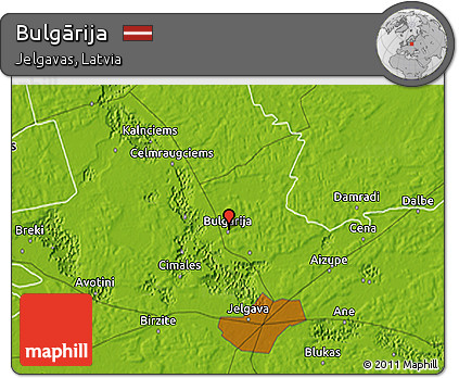 Physical 3D Map of Bulgārija