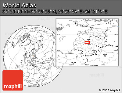 Blank Location Map of the Area around 56° 41' 3" N, 23° 52' 30" E