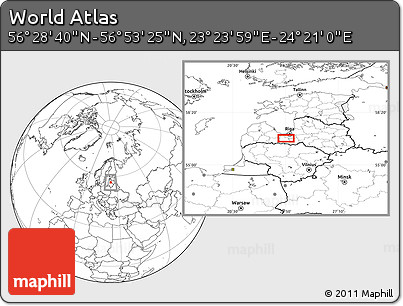 Blank Location Map of the Area around 56° 41' 3" N, 23° 52' 30" E