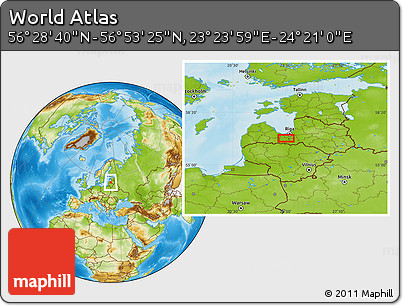 Physical Location Map of the Area around 56° 41' 3" N, 23° 52' 30" E