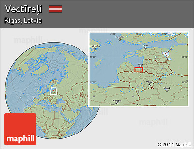 Savanna Style Location Map of Vectīreļi, hill shading