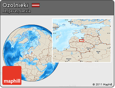 Shaded Relief Location Map of Ozolnieki