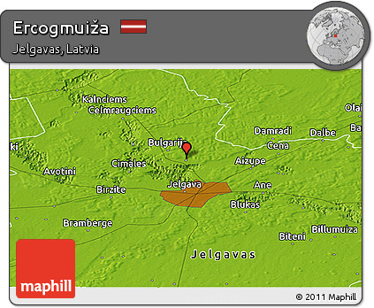 Physical Panoramic Map of Ercogmuiža