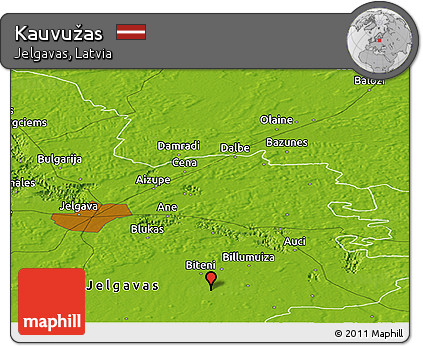 Physical Panoramic Map of Kauvužas