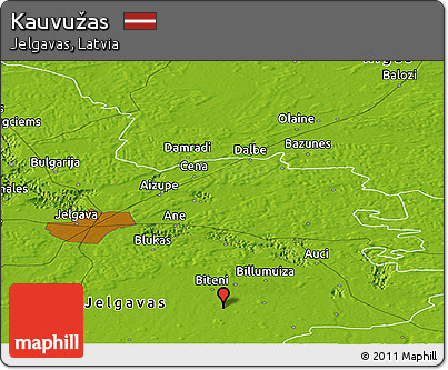 Physical Panoramic Map of Kauvužas