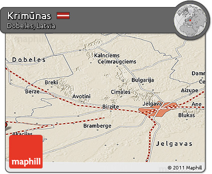 Shaded Relief Panoramic Map of Krimūnas