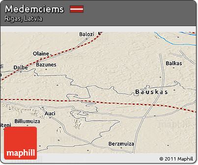 Shaded Relief Panoramic Map of Medemciems
