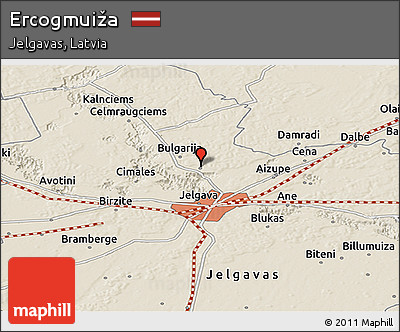 Shaded Relief Panoramic Map of Ercogmuiža