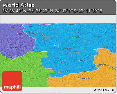 Political 3D Map of the Area around 56° 41' 3" N, 24° 43' 30" E