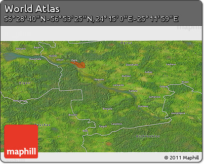 Satellite 3D Map of the Area around 56° 41' 3" N, 24° 43' 30" E