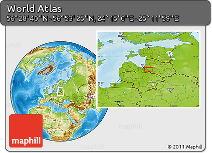 Physical Location Map of the Area around 56° 41' 3" N, 24° 43' 30" E