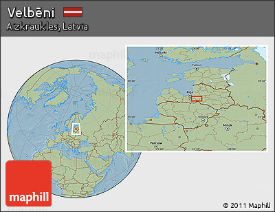 Savanna Style Location Map of Velbēni, hill shading