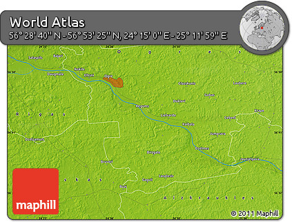 Physical Map of the Area around 56° 41' 3" N, 24° 43' 30" E