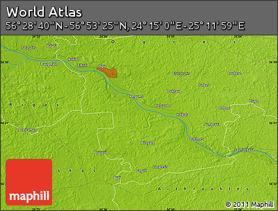 Physical Map of the Area around 56° 41' 3" N, 24° 43' 30" E