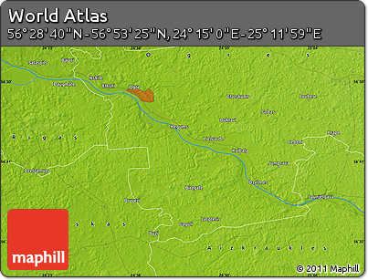 Physical Map of the Area around 56° 41' 3" N, 24° 43' 30" E