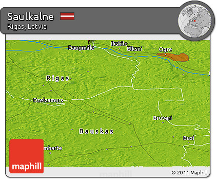Physical Panoramic Map of Saulkalne