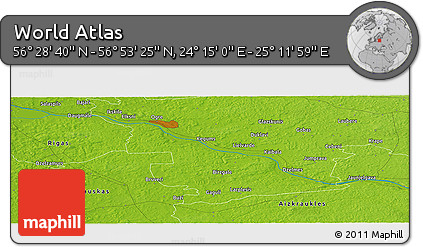 Physical Panoramic Map of the Area around 56° 41' 3" N, 24° 43' 30" E
