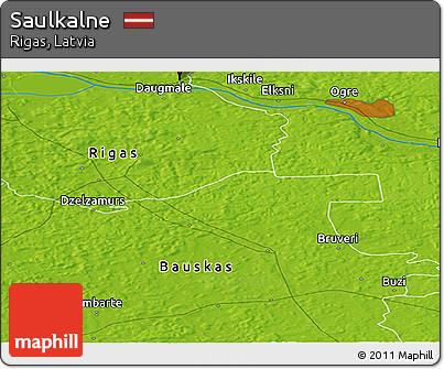 Physical Panoramic Map of Saulkalne