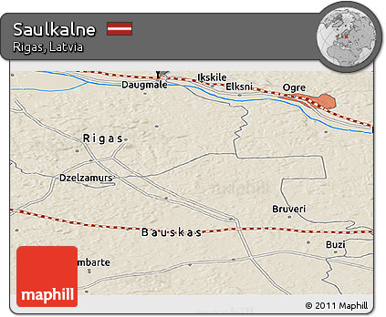 Shaded Relief Panoramic Map of Saulkalne
