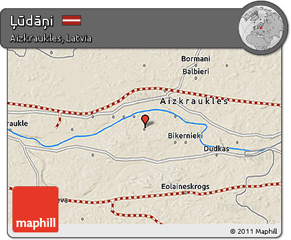 Shaded Relief 3D Map of Ļūdāņi