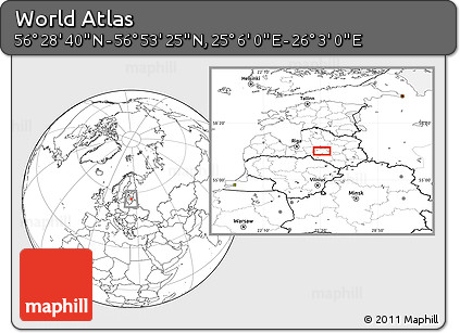 Blank Location Map of the Area around 56° 41' 3" N, 25° 34' 30" E