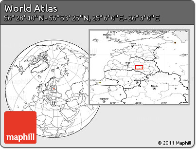Blank Location Map of the Area around 56° 41' 3" N, 25° 34' 30" E
