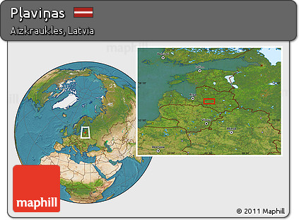 Satellite Location Map of Pļaviņas