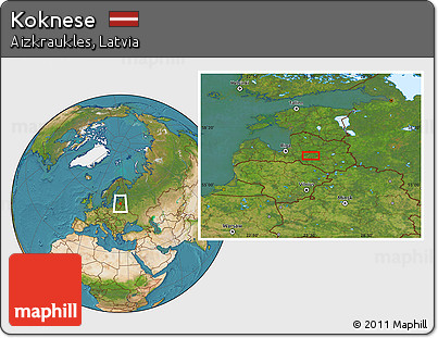 Satellite Location Map of Koknese