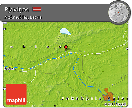 Physical Map of Pļaviņas