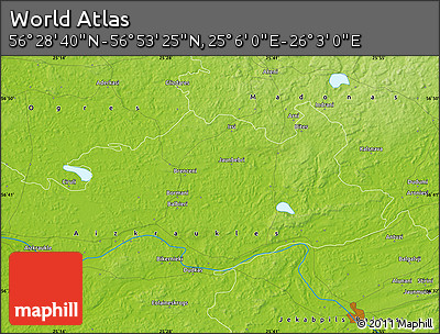 Physical Map of the Area around 56° 41' 3" N, 25° 34' 30" E