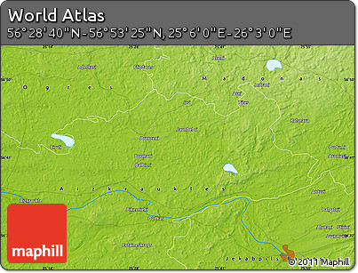 Physical Map of the Area around 56° 41' 3" N, 25° 34' 30" E