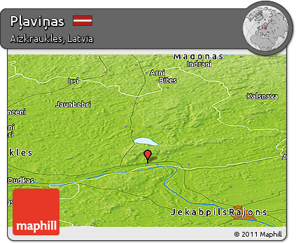Physical Panoramic Map of Pļaviņas