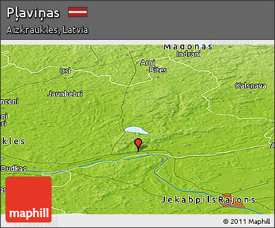 Physical Panoramic Map of Pļaviņas