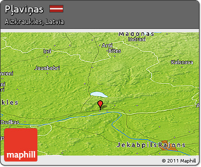 Physical Panoramic Map of Pļaviņas