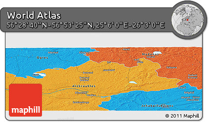 Political Panoramic Map of the Area around 56° 41' 3" N, 25° 34' 30" E