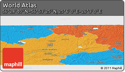 Political Panoramic Map of the Area around 56° 41' 3" N, 25° 34' 30" E